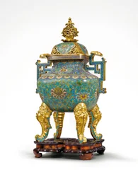 Grand encensoir impérial cloisonné avec poignée Ruyi