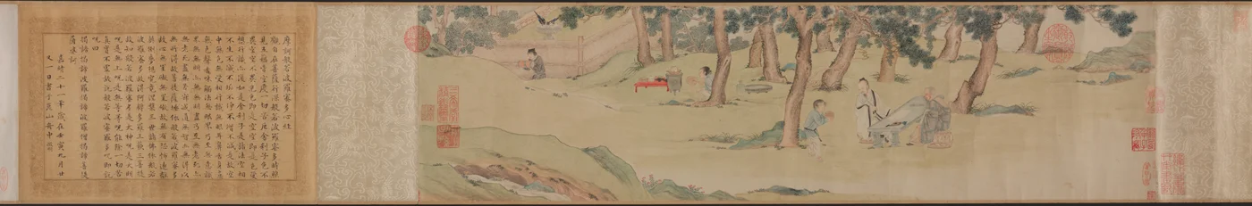 Zhao Mengfu Écrivant le Sutra du Cœur (Hridaya) en Échange de Thé