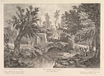 Vue du pont des Lavandières à la maison paysanne, milieu du 18e siècle