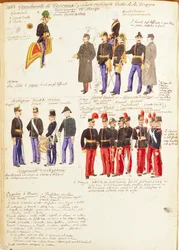 Uniformes des troupes royales du Grand-Duché de Toscane par Quinto Cenni, planche en couleur