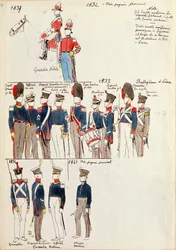 Divers uniformes, vers 1834-1841