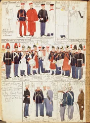 Divers uniformes du Duché de Parme par Quinto Cenni, planche en couleur
