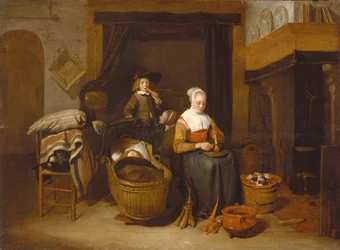 Une famille assise autour d