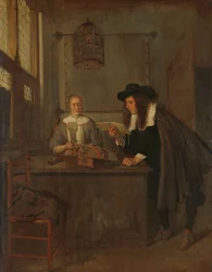 Intérieur avec une dentellière et un visiteur
