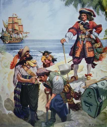 Chef pirate enterrant un trésor