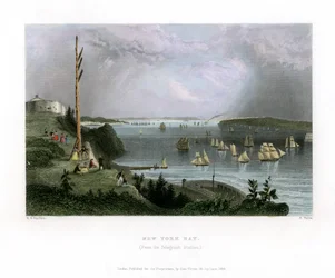 Baie de New York vue de la station télégraphique, USA, 1838