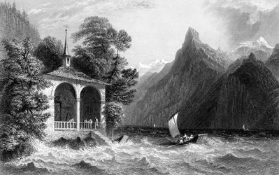 Chapelle de Tell, lac Uri, Suisse, 1836