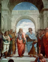 Aristote et Platon : détail de L