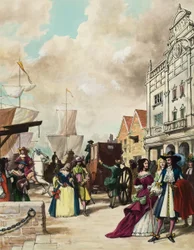 Le roi Charles II (1630-85) restaure le théâtre (gouache sur papier)