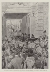 Retour du roi Édouard VII à Osborne après sa proclamation, Sa Majesté quittant Trinity Wharf, Cowes, pour Osborne, 24 janvier