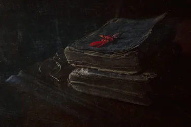 Livres anciens, fleur rouge