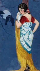Jeune femme souriant au clair de lune