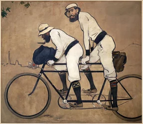Ramon Casa et Pere Romeu sur un tandem