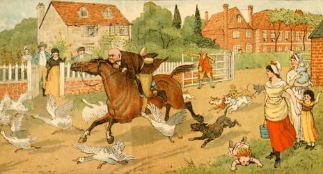 John Gilpin galope à travers un village, 1878, vers 1918
