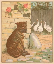 Le chien qui inquiétait le chat..., vers 1878