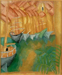 Bateaux a quai dans le port de Marseille (painting on canvas)