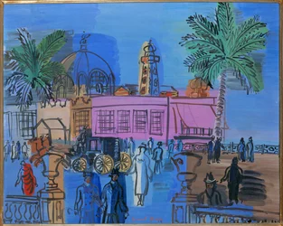 Promenade à Nice (gouache sur papier)
