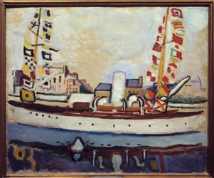 Bateau Bulwark, 20e siècle (huile sur toile)
