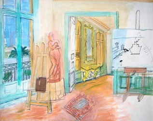 L’atelier du peintre à la sculpture rouge