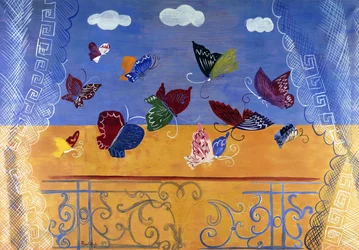 Fenêtre ouverte avec papillons