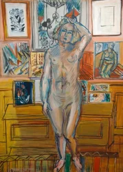 Nu debout sur des peintures