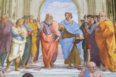 Aristote et Platon : détail de L