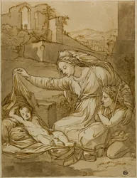 Vierge et Enfant Jésus endormi avec l