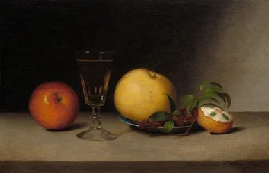 Nature morte aux pommes, au xérès et au gâteau de thé