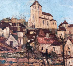 Saint-Cirq-Lapopie (Lot) (huile sur bois)