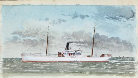 Yacht à vapeur (gouache sur papier)