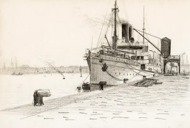 cargo amarré au port de Bordeaux (charbon de bois)
