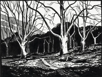 forêt en hiver (linogravure)
