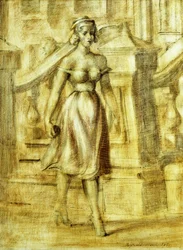 Dame déambulant : Une double peinture