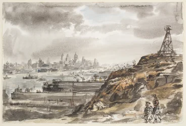 New York depuis Weehawken (aquarelle sur mine de plomb sur papier)