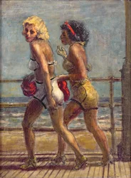 Deux filles sur la promenade (tempera sur toile)