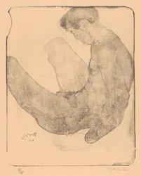 Homme nu avec les genoux repliés