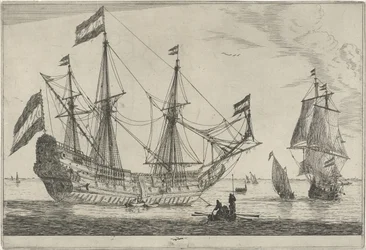 Grand voilier et une barque