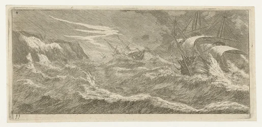 Voiliers dans une tempête en mer (série Divers Embarquements et autre Faicts)
