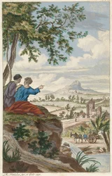 Personnages regardant un paysage
