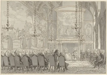 Réception du prince Guillaume V et Wilhelmine de Prusse dans la salle du conseil de l