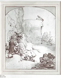 Jonas aux murs de Ninive, Mésopotamie (dessin)