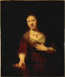 Saskia avec une fleur rouge (peinture)