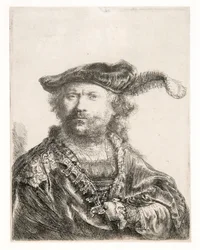 Autoportrait avec un bonnet de velours et une plume