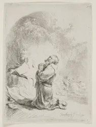 Saint Jérôme priant : Gravure en arche