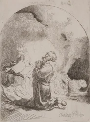 Saint Jérôme priant : Gravure en arche