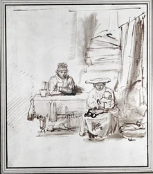 La Sainte Famille. Dessin à la plume et à l