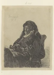La mère de Rembrandt en veuve avec des gants noirs. Recueil de quatre-vingt-cinq estampes originales (titre de série)