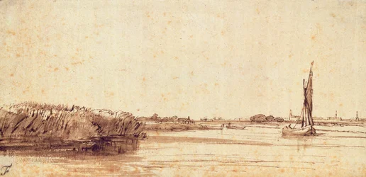 Une rivière avec un voilier sur Nieuwe Meer