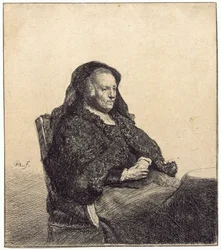 Une femme âgée (la mère de Rembrandt, assise à une table)
