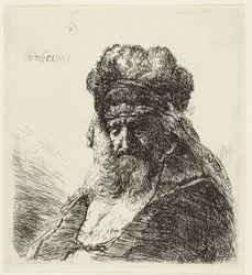 Vieil homme barbu coiffé d